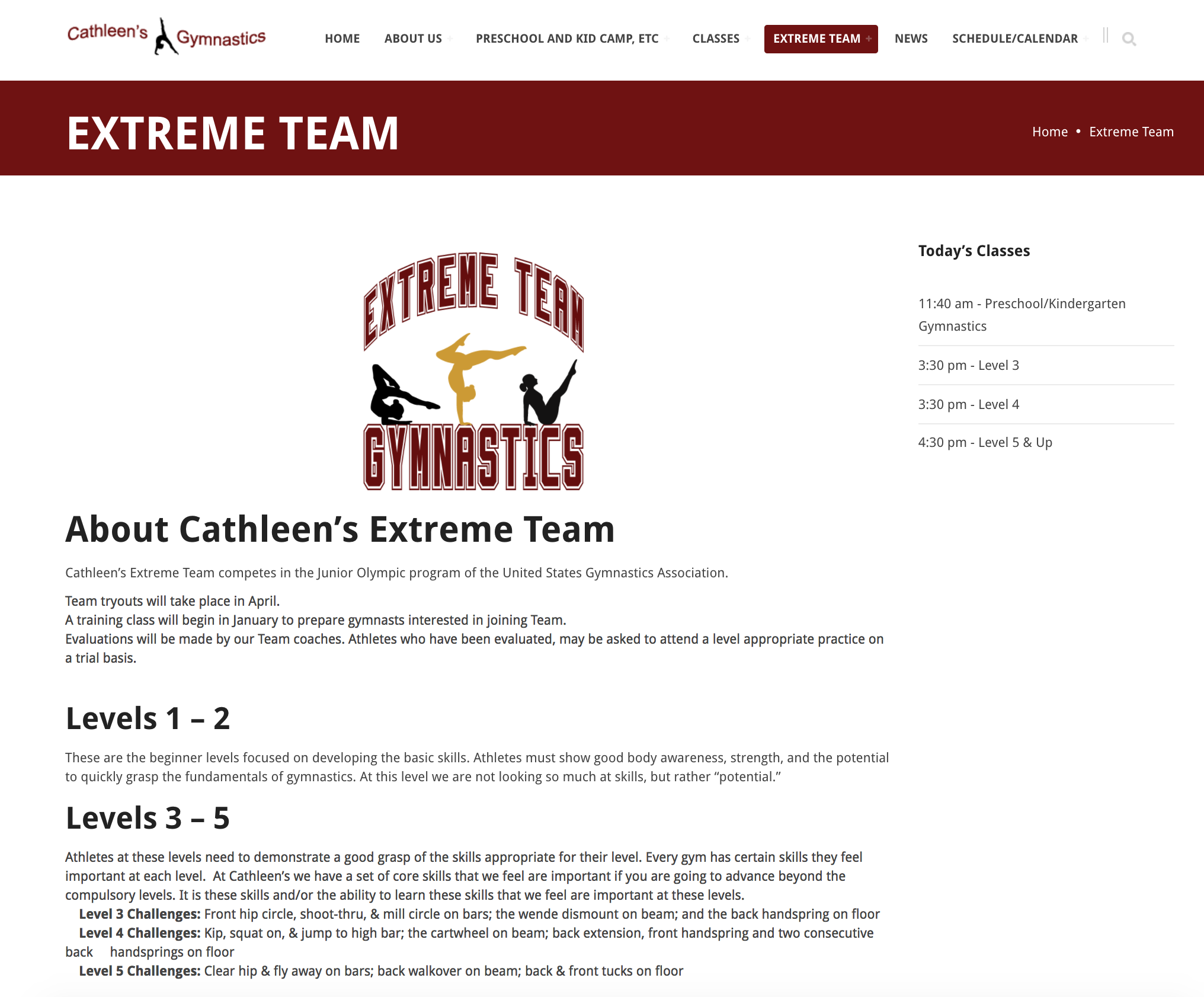 Cathleen’s Gymnastics Website